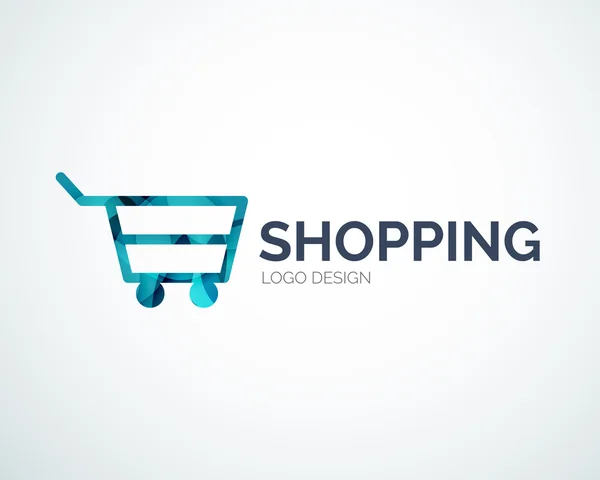 Diseño del logotipo de compras hecho de piezas de color — Vector de stock