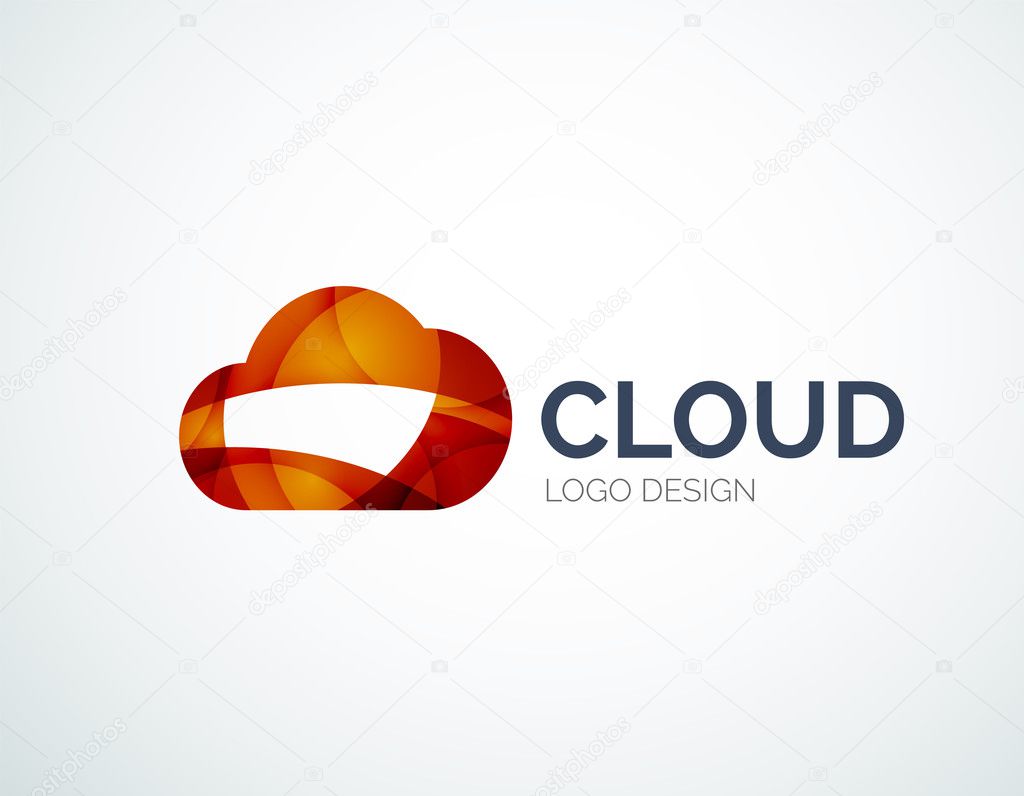 Cloud storage, flat design company logo, business symbol concept, minimal line style