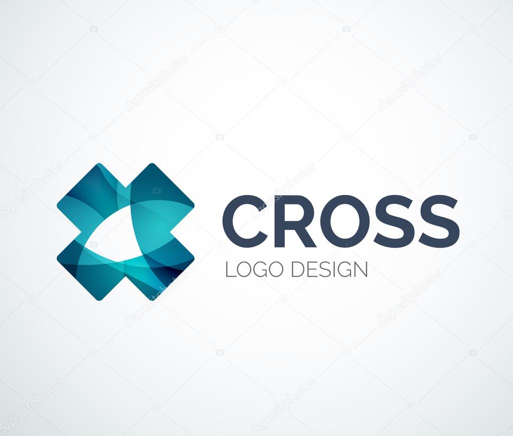 Abstract rainbow cross logo design made of color pieces - various geometric shapes