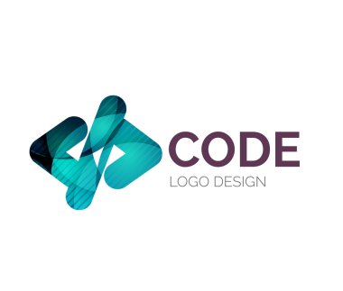 renk parçalarını yapılan kod simgesi logo tasarımı