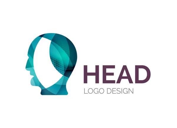 Human head logo design made of color pieces — Stock Vector