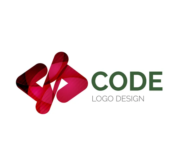 Kod icon Logotypdesign gjord av färg bitar — Stock vektor