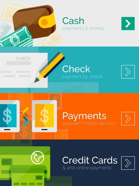Satz von flachen Designkonzepten Bezahlung online — Stockvektor