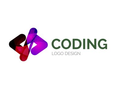 renk parçalarını yapılan kod simgesi logo tasarımı