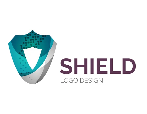 Design loga bezpečný štítu vyrobena z barevných kousků — Stockový vektor