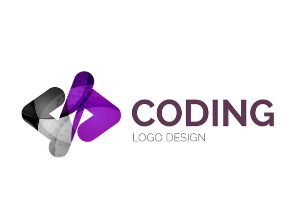 Codice icona logo design fatto di pezzi di colore — Vettoriale Stock