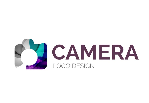 Camera logo design made of color pieces — Stock Vector