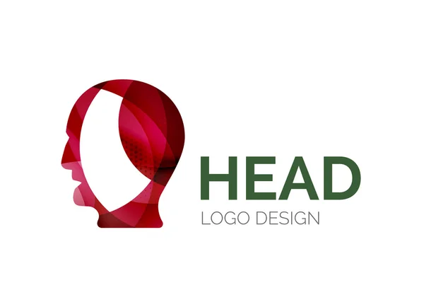 Human head logo design made of color pieces — Stock Vector