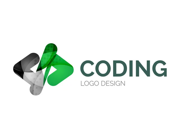 Código ícone logotipo design feito de peças de cor — Vetor de Stock