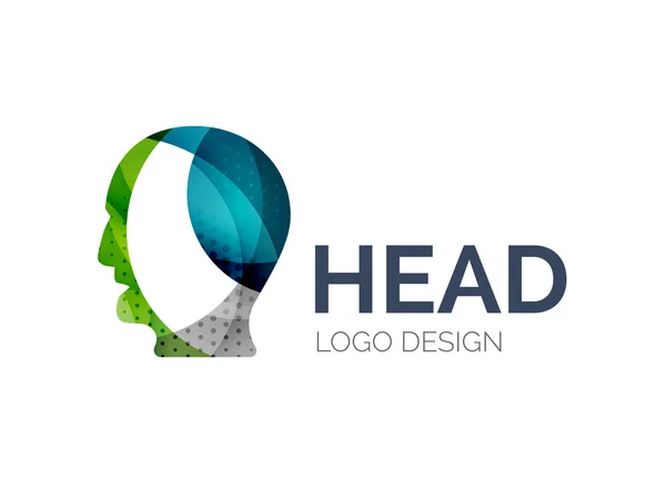 Human head logo design made of color pieces — Stock Vector