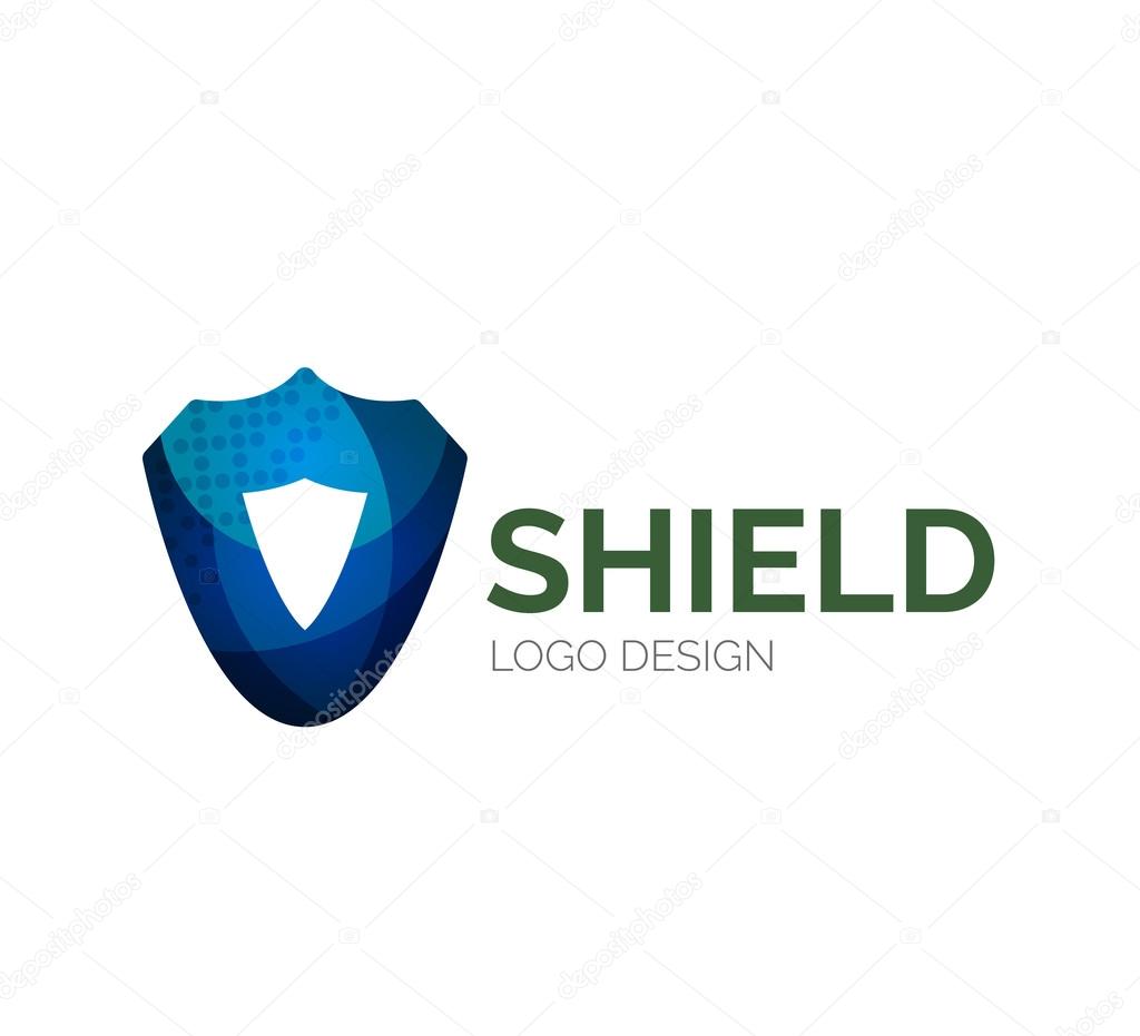 Abstract secure shield logo design made of color pieces - various geometric shapes