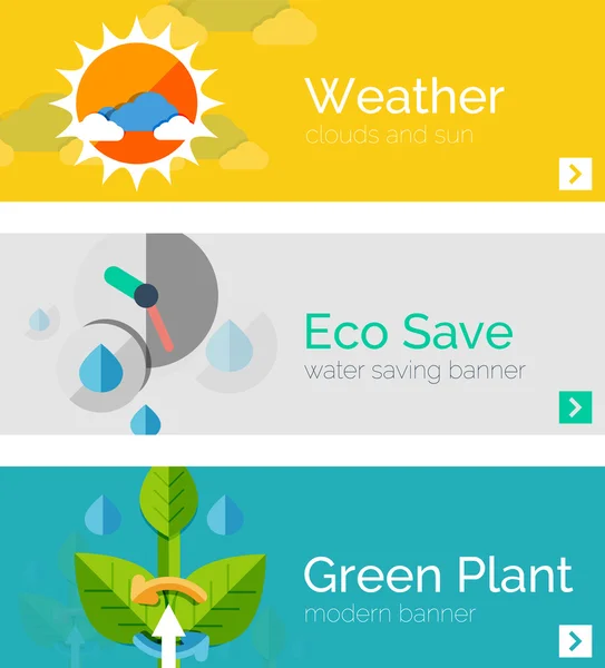 Uppsättning av eco natur platt designkoncept, banners — Stock vektor