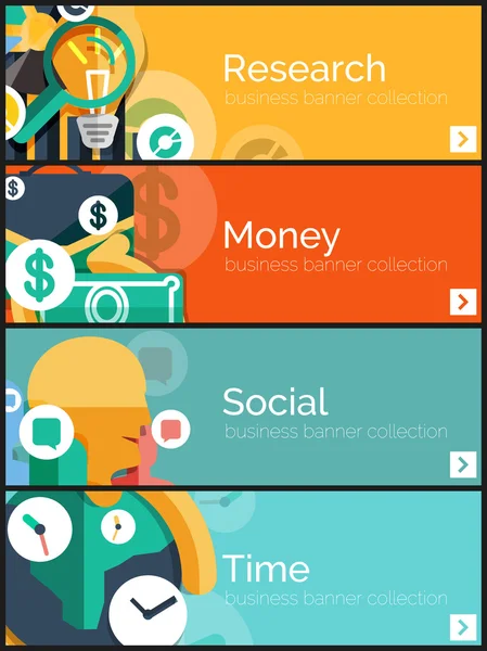 Conjunto de banners de negocios de diseño plano de Internet — Archivo Imágenes Vectoriales