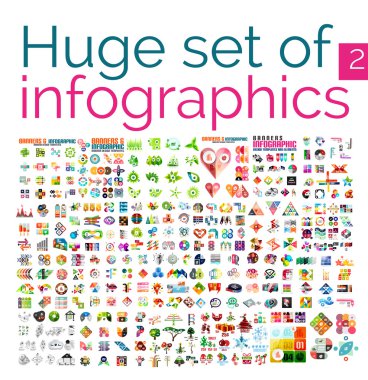 Huge mega set of infographic templates clipart