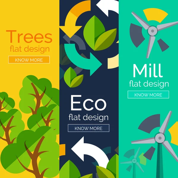 Conjunto de conceptos ecológicos de diseño plano — Archivo Imágenes Vectoriales