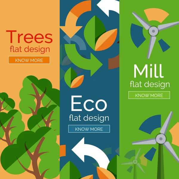 Set of flat design eco concepts — Stock Vector