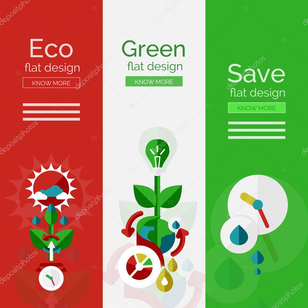 Set of flat design eco concepts