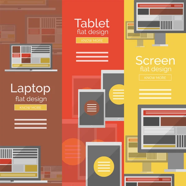 Conjunto de conceptos de pantalla de diseño plano — Archivo Imágenes Vectoriales