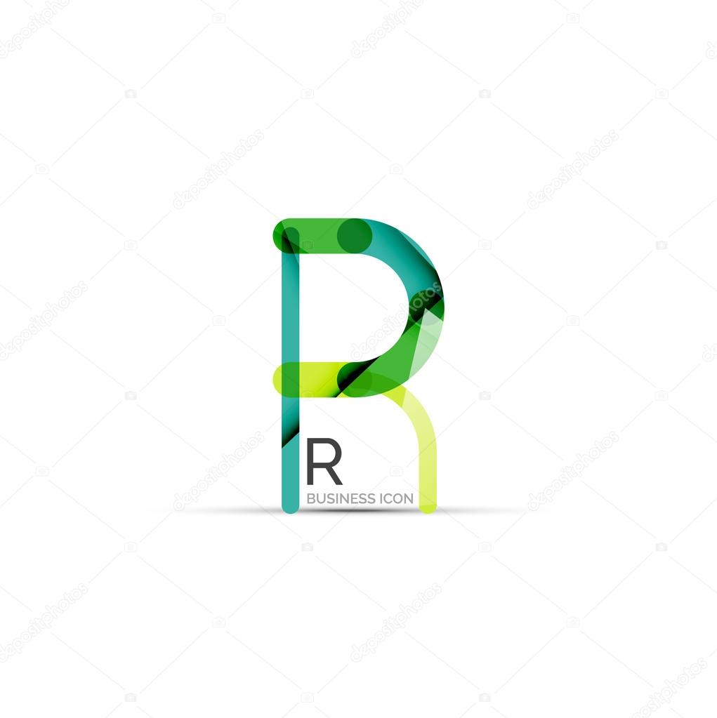 Minimal R font or letter logo design isolated on white