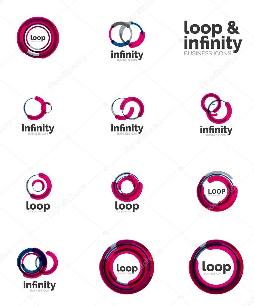 Set of infinity and loop business logos, large collection