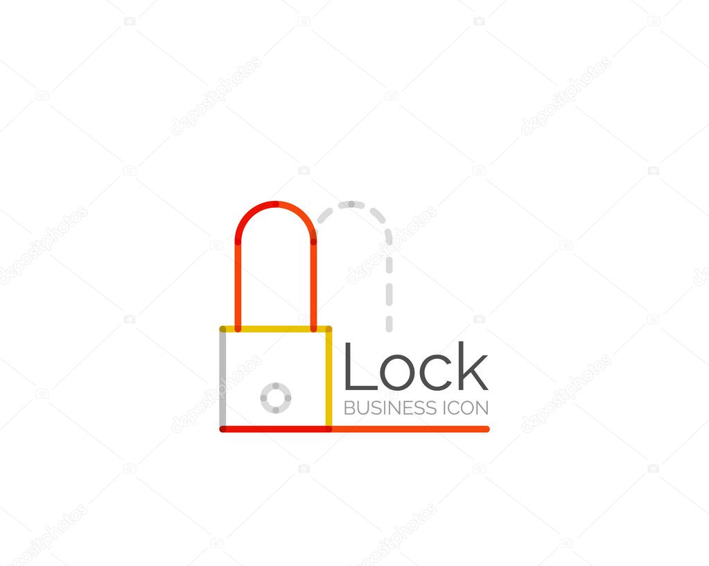 Line minimal design logo, business icon lock