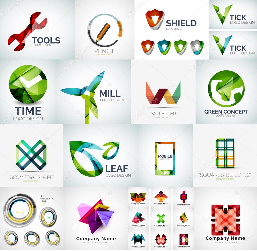 Abstract company logo vector collection - large set of business corporate logotypes