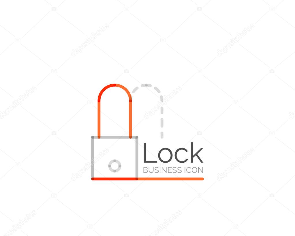 Line minimal design logo, business icon lock