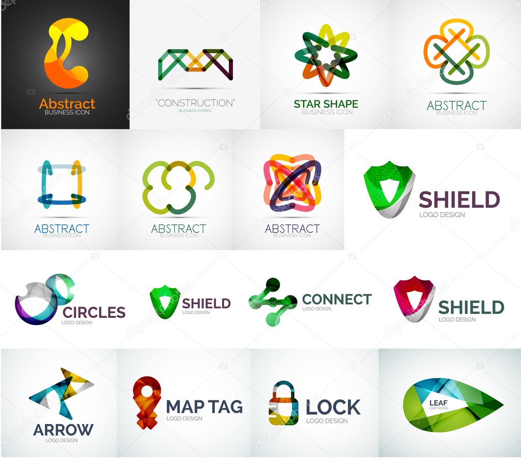 Abstract company logo vector collection - 16 modern various business corporate web logotypes