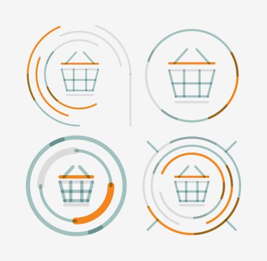 İnce çizgi zarif tasarım logo koymak, alışveriş sepeti simgesini