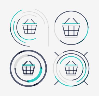 İnce çizgi zarif tasarım logo koymak, alışveriş sepeti simgesini