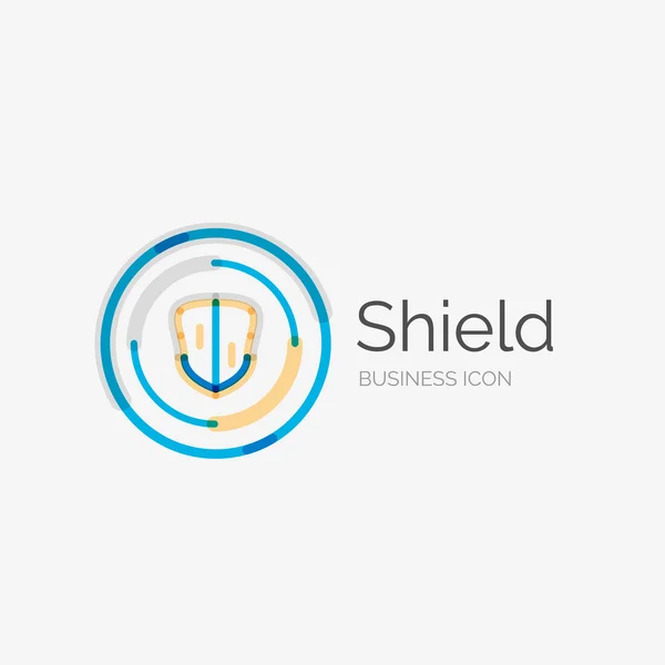 Thin line neat design logo, shield icon — Stock Vector