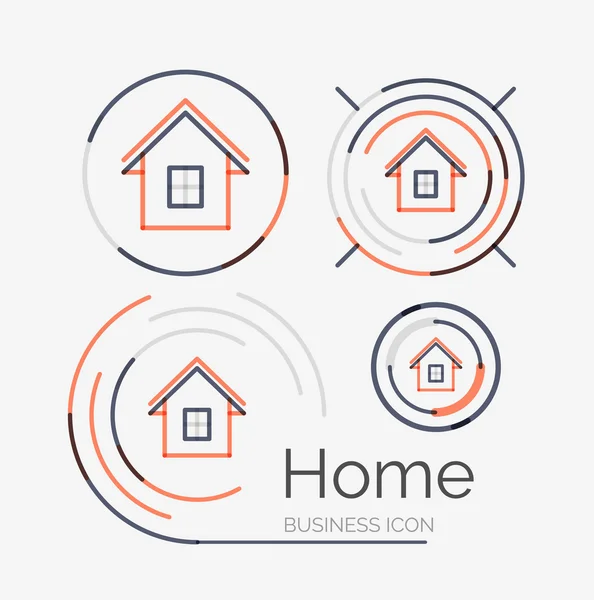 薄いラインすっきりとしたデザインのロゴを設定、ホームのアイデア — ストックベクタ
