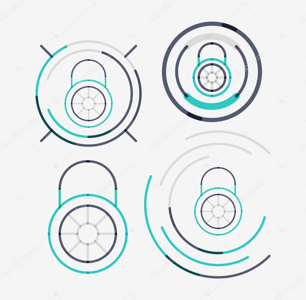 Thin line neat design logo set, lock concepts