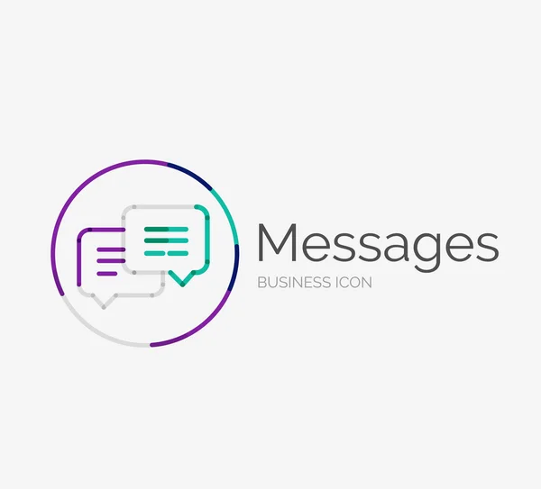 Linha fina logotipo do projeto puro, conceito de mensagens — Vetor de Stock