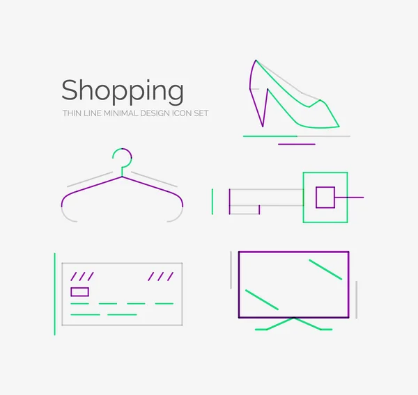 Overzicht ontwerp winkelen pictogrammenset — Stockvector