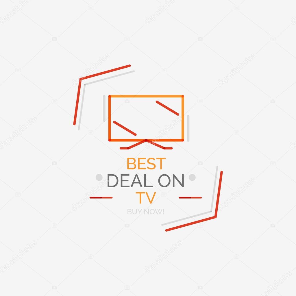 Minimal line design shopping stamps and symbols, futuristic style TV