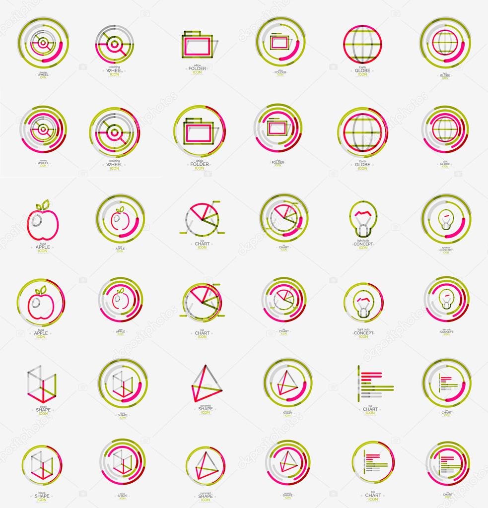 Minimal thin line design web icon set, universal logotypes, stampls and labels