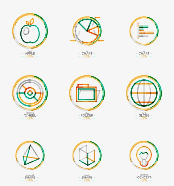 Conjunto de iconos web de diseño de línea delgada mínima — Vector de stock