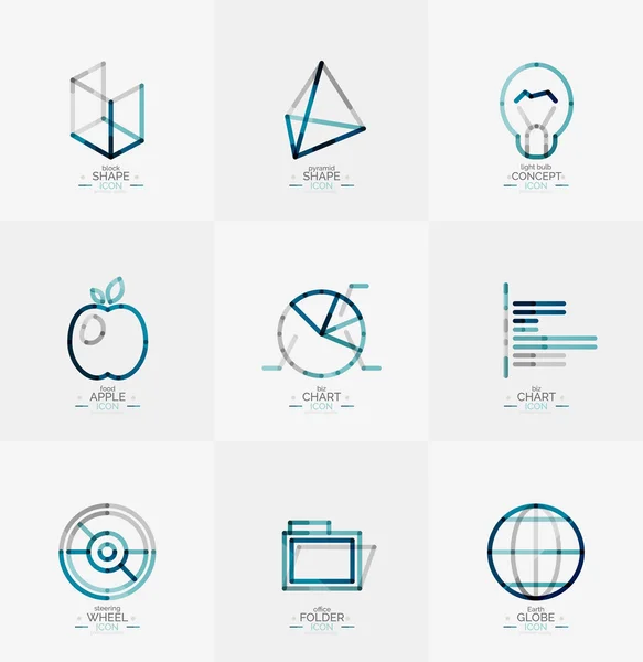 Conjunto de iconos web de diseño de línea delgada mínima — Vector de stock