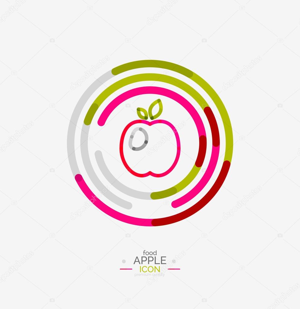 Apple logo concept, stamp, fresh food idea, fruits