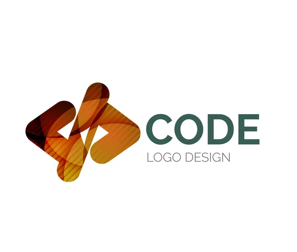 Дизайн логотипу значка коду, зроблений з кольорових частин — стоковий вектор