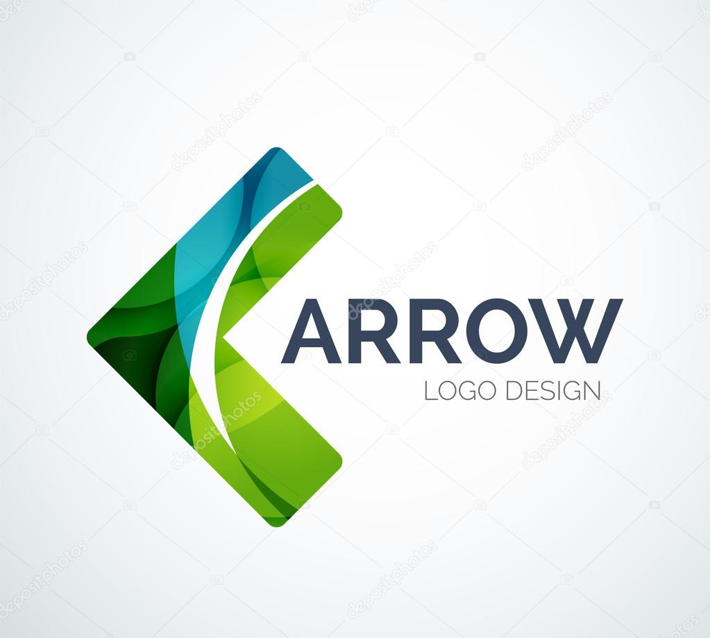 Arrow icon logo design made of color pieces