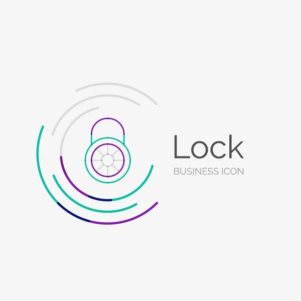 Dunne lijn strak design logo, lock concept — Stockvector