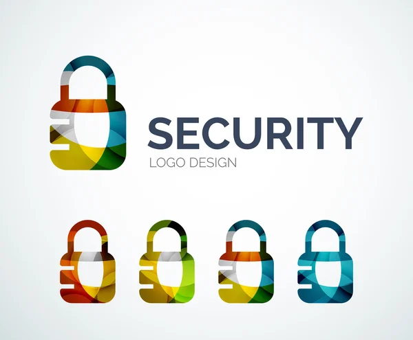 Diseño del logotipo de bloqueo hecho de piezas de color — Vector de stock