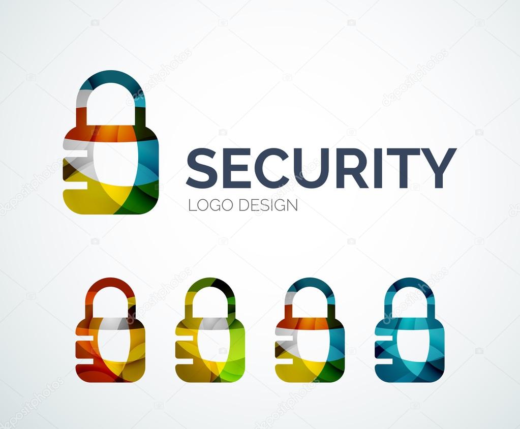 Lock logo design made of color pieces