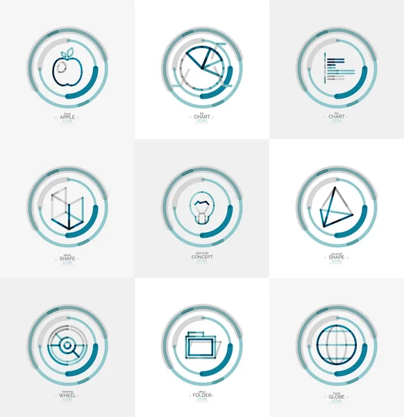 Ensemble minimal d'icônes web de conception de lignes minces — Image vectorielle