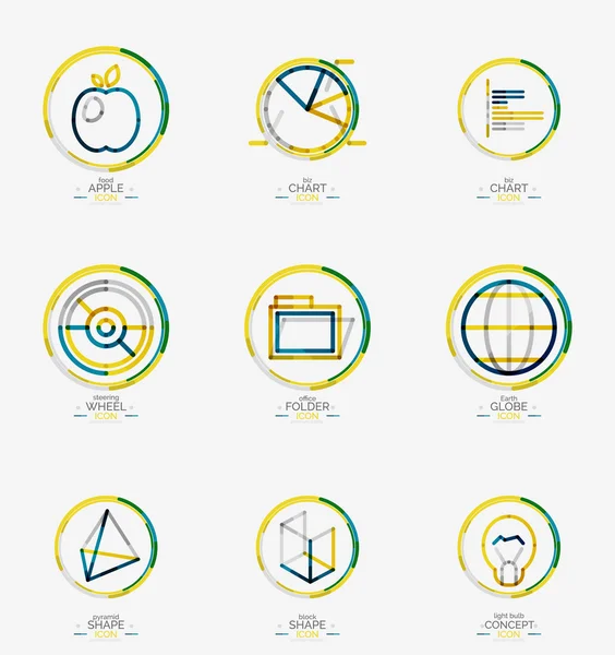 Ensemble minimal d'icônes web de conception de lignes minces — Image vectorielle