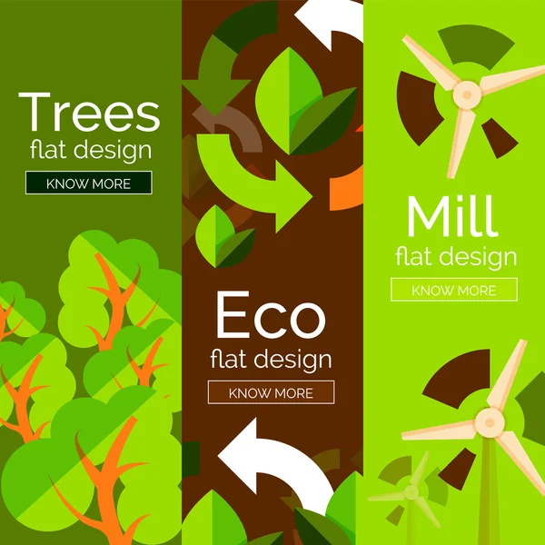 Set of flat design eco concepts — Stock Vector