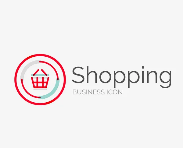 Tunn linje snygg design logotyp, shopping cart ikonen — Stock vektor