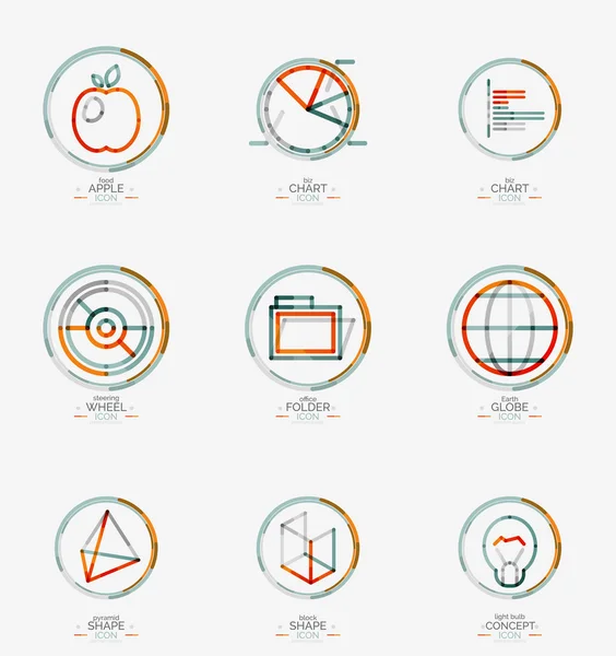 Ensemble minimal d'icônes web de conception de ligne mince, timbres — Image vectorielle